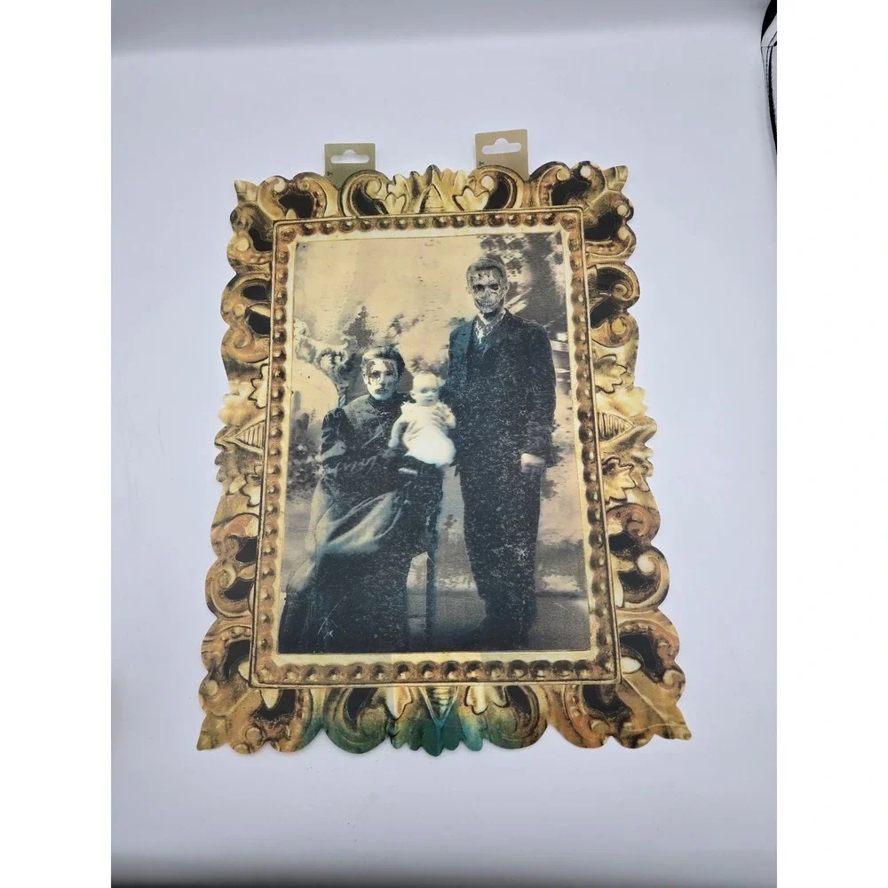 Unbranded Lenticular Halloween Wall Art Gold Spooky‎ Skeleton Portrait Hologram